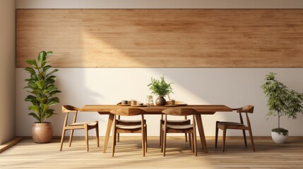 Minimalist Eco-Friendly Dining Space with Handcrafted Wooden Table