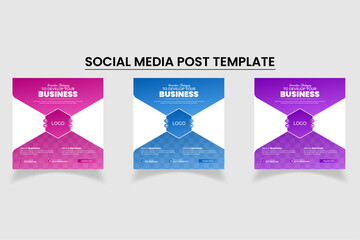 Business promotion social media banner-poster set | Gradients | Blue, Purple and Pink colors |