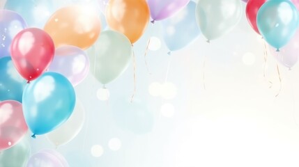 Birthday background with balloons large copyspace area