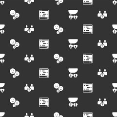 Set Necklace with heart shaped, Complicated relationship, Happy friendship day and Chat messages laptop on seamless pattern. Vector