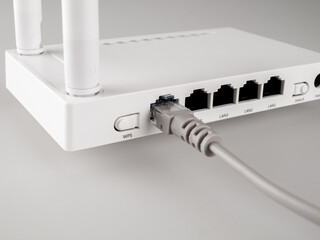 Wi-Fi router wireless Internet transmitter in the office and at home, isolated on white background