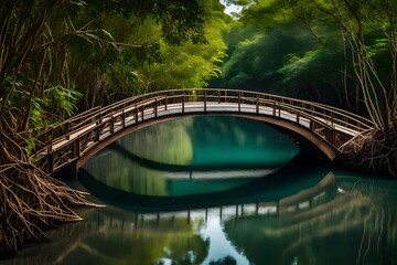 wooden bridge over the river