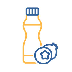 Yoghurt bottle with flavor blueberry vector icon