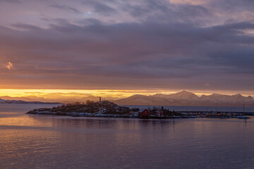 Sunset in Løding harbor,Nordland county,Norway