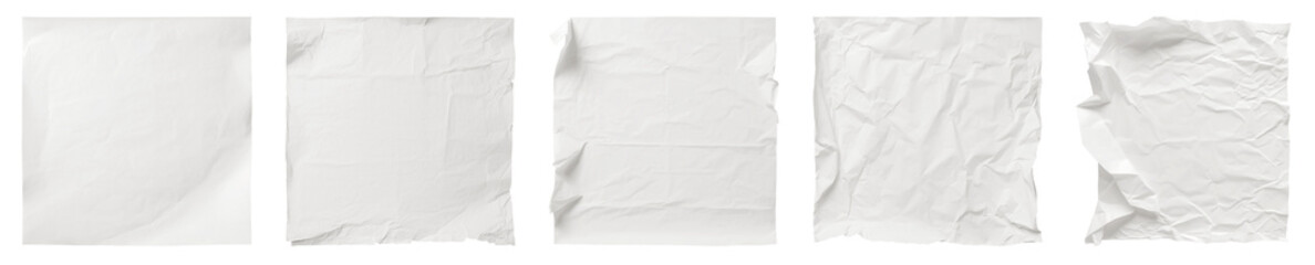Obraz premium Pieces of white crumpled paper isolated on transparent background