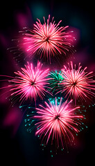 Obraz premium Colorful fireworks on black background. New Year's Eve