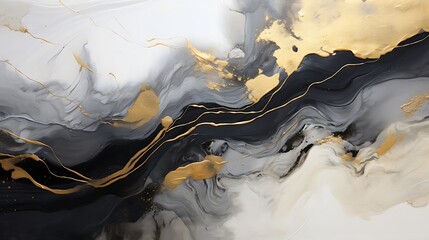 Marble abstract acrylic background. Marbling artwork texture. Agate ripple pattern. Gold powder.