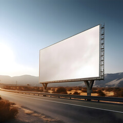 Blank billboard on the highway at sunset. 3d rendering.