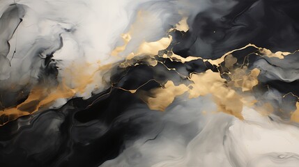 Marble abstract background. Black, gold and white marble pattern.