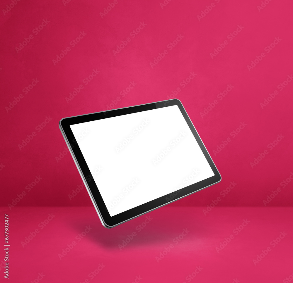 Canvas Prints Floating tablet pc computer isolated on pink. Square background