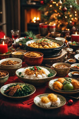 Obraz premium Christmas Meal Celebration, family Gathering, Merry Christmas