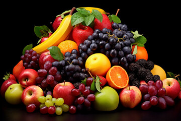 Naklejka na ściany i meble background of various bright juicy ripe fruits