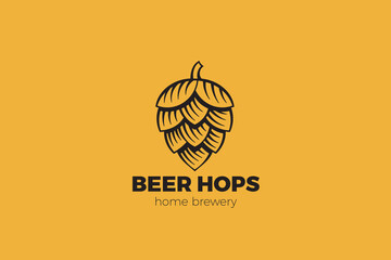 Hop Logo Engraving Design Style Vector Beer Brewery template. - 677303663