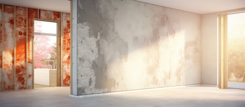 3D illustration of thermal insulation for walls inside Copy space image Place for adding text or design