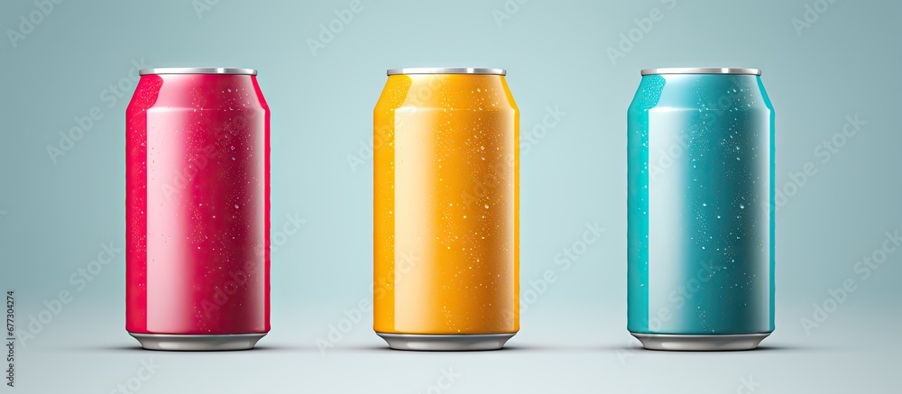 Poster 3d icon for cans of soft drinks packaging copy space image place for adding text or design
