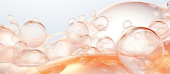 3D rendered skincare solution with collagen in a bubble against a white background Copy space image Place for adding text or design