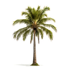 Obraz premium palm tree with coconuts isolated on white background