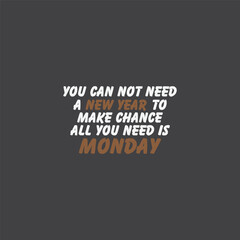 Motivational new year change and Monday the start of Week quote background design poster and banner
