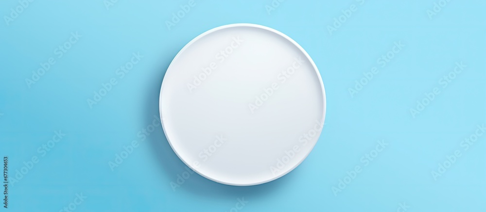 Poster blue background white empty space 3d rendering of isolated badge mockup copy space image place for a