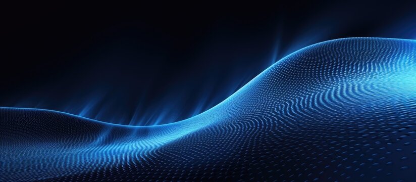 Abstract digital background with a 3D rendered gradient texture screen displaying white and blue wave like light patterns Copy space image Place for adding text or design