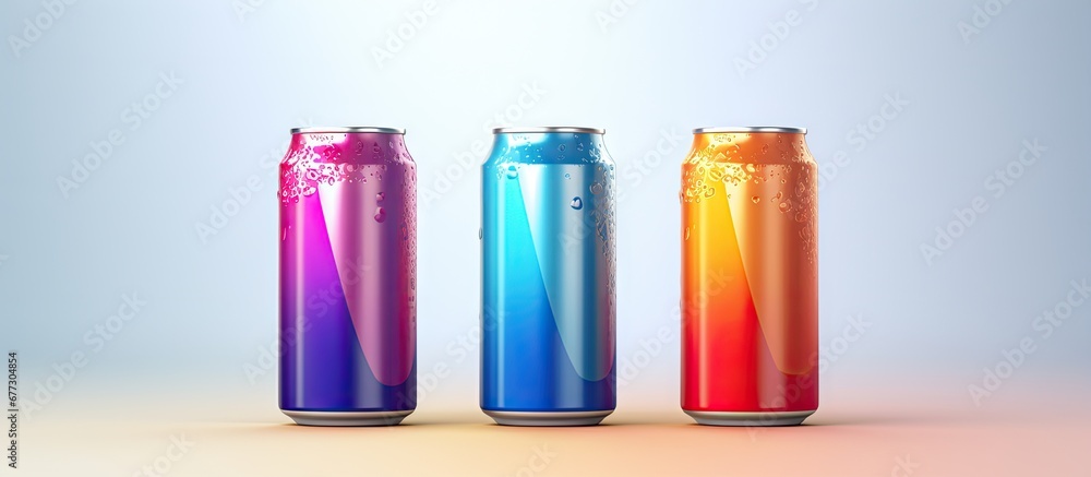 Poster 3d icon for cans of soft drinks packaging copy space image place for adding text or design