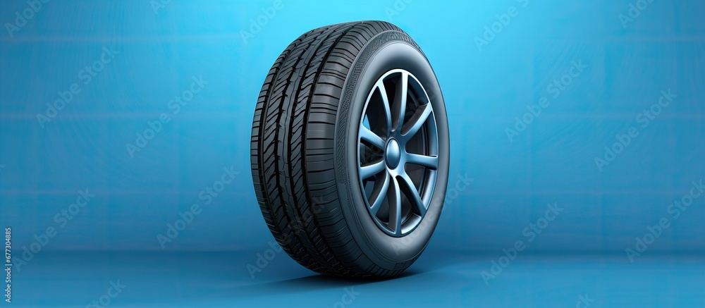 Poster 3d illustration of isolated car tire with radio microphone copy space image place for adding text or