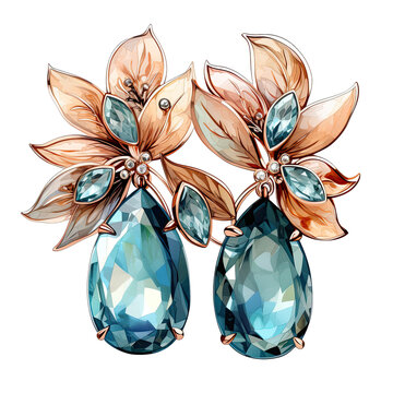 elegant gold earrings with blue gemstones clip art preview