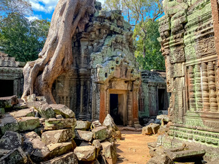 Naklejka premium Ta Prohm, a mysterious temple of the Khmer civilization, located on the territory of Angkor in Cambodia