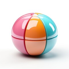 A multicolored sphere shaped container on a white surface. Realistic clipart on white background