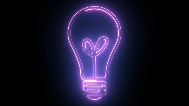 Hyperrealistic animated Light bulb symbol in trendy stylish colors.Futuristic technology - 4k