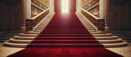 Obraz premium Carpet leading to the stairs Copy space image Place for adding text or design