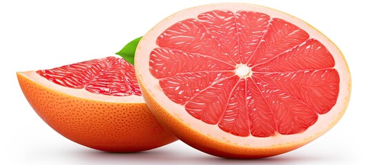 Close up of a white background with a isolated grapefruit half Copy space image Place for adding text or design