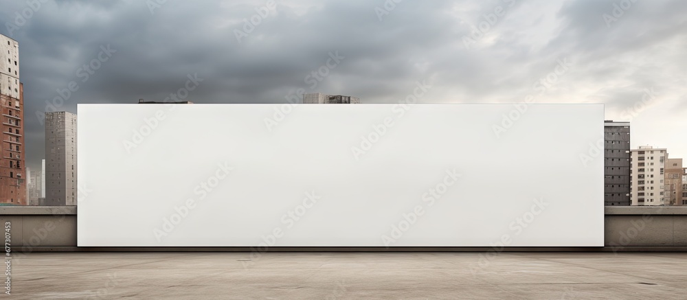 Poster blank billboard on construction site next to unfinished building copy space image place for adding t