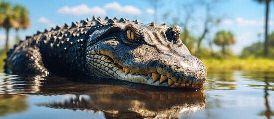 Obraz premium Alligators in rural and urban Florida Copy space image Place for adding text or design