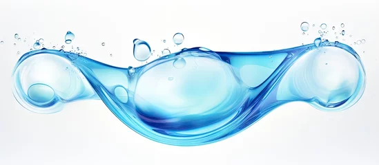 Poster Blue serum toner in a gel like texture a moisturizer with bubbles displayed on a white background Copy space image Place for adding text or design © Ilgun