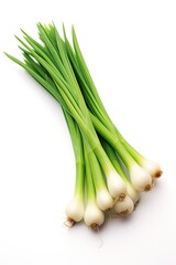 Spring onion. Isolated on white background. Ai Generative