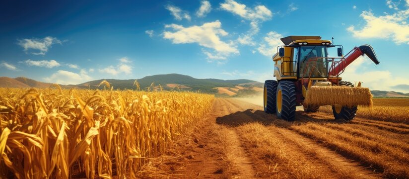 Brazilian farmland s corn harvest Copy space image Place for adding text or design