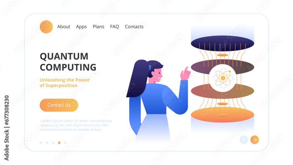 Poster high technology concept. quantum computing: unleashing the power of superposition. vector illustrati