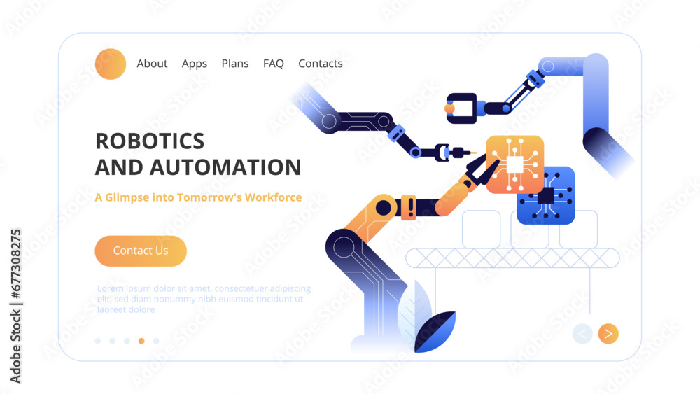 Poster high technology concept. robotics and automation: a glimpse into tomorrow's workforce. vector illust