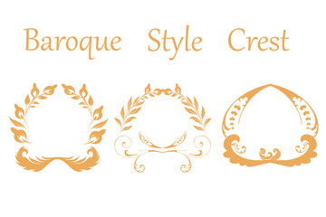 Set of Premium gold vintage baroque frame ornament engraving crest floral. Premium Gold vintage baroque frame. Floral retro pattern antique style acanthus foliage swirl decorative. Vector illustration