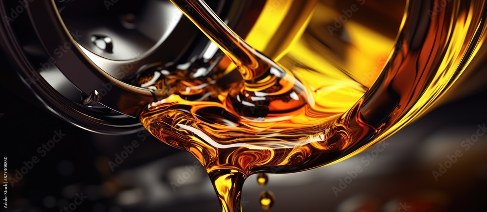 Aufkleber adding oil to the car engine and sealing it copy space image place for adding text or design