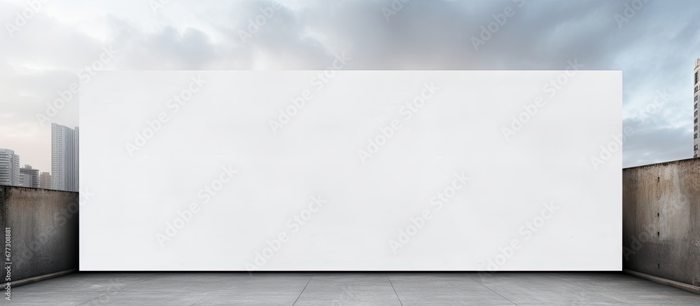 Poster blank billboard on construction site next to unfinished building copy space image place for adding t