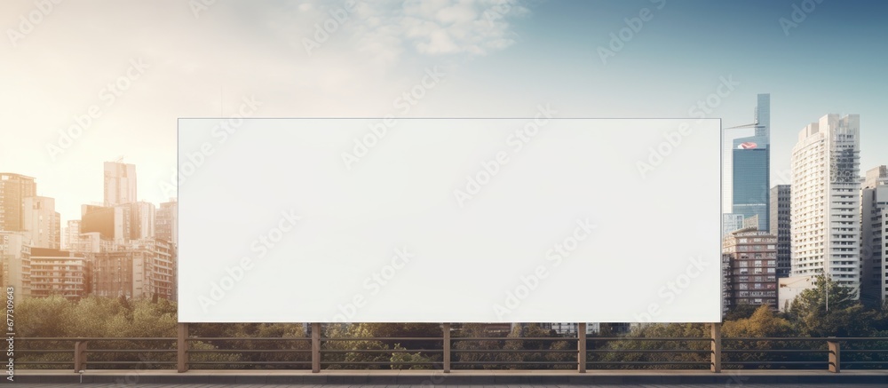 Aufkleber city background featuring a billboard canvas mockup under clear skies copy space image place for add