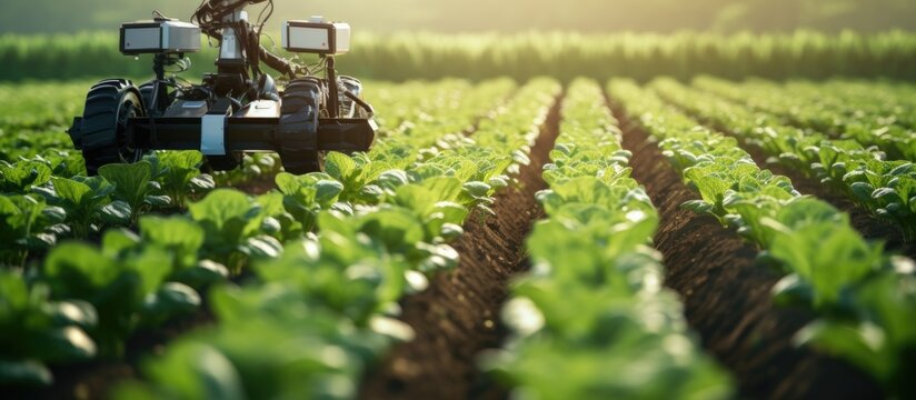 Automated machinery using AI for tractor based cultivation of agricultural fields Copy space image Place for adding text or design