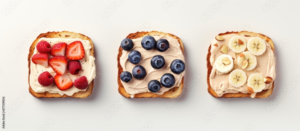 Aufkleber assorted sweet toast chocolate banana peach cream cheese strawberry peanut butter blueberry cream ch