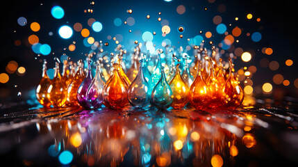 Colorful Glass Drops Background with Copy Space and Glitters - Generative Ai