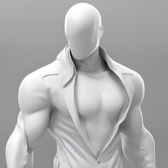 3D render of a man in a white shirt with a hood