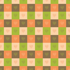 Pattern trendy hand drawn doodle seamless pattern with hearts. Abstract backgrounds with hearts and twigs. Vector seamless pattern branches and hearts.