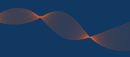 Abstract blue background with orange wavy lines
