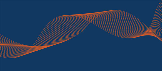 Abstract blue background with orange wavy lines